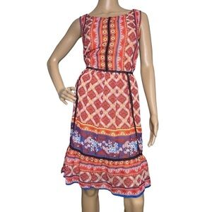 eci orange floral A-line dress, size 14